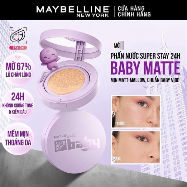 ￼Phấn nước Superstay 24H Baby Matte Cushion Maybelline #111.5