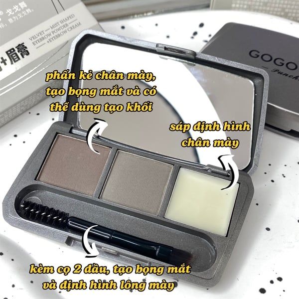 Kẻ Mày Dạng Bột GOGO TALES 3 Ô Kèm Sáp Định Hình #G02