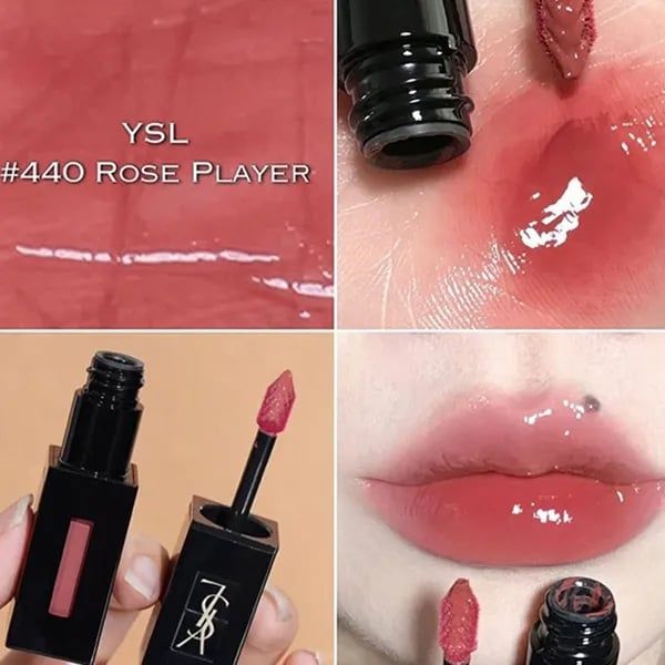 Son kem lì YSL the inks vinyl cream hight gloss lip satin #440-rose player