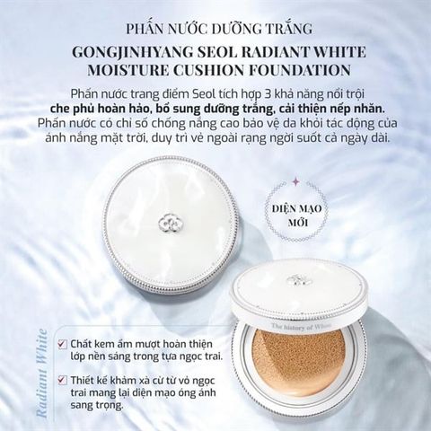 Set Phấn Nước the history of Whoo Radiant White Moisture Cushion Foundation #21 [2 Lõi]