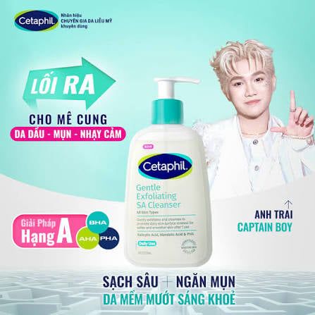 Sữa rửa mặt Cetaphil gentle exfoliating sa cleanser dành cho da mụn nhạy cảm #473ml