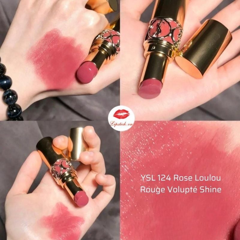 Son Dưỡng Yves Saint Laurent YSL Rouge Volupté Shine 124 Oil-In-Stick Màu Hồng Đào