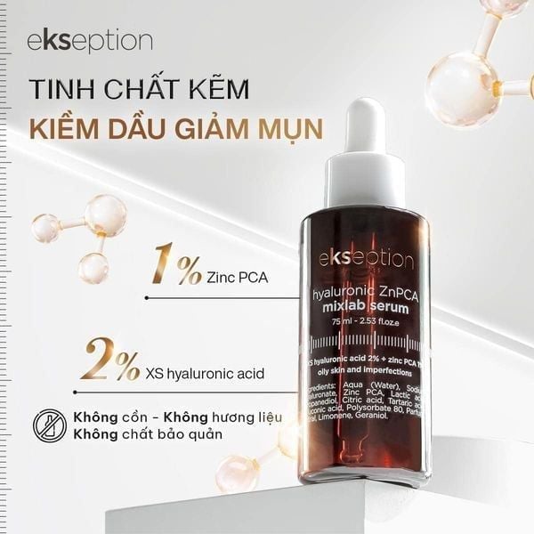 Tinh chất kiểm soát nhờn giảm mụn serum Ekseption Hyaluronic ZnPCA Mixlab 75ml