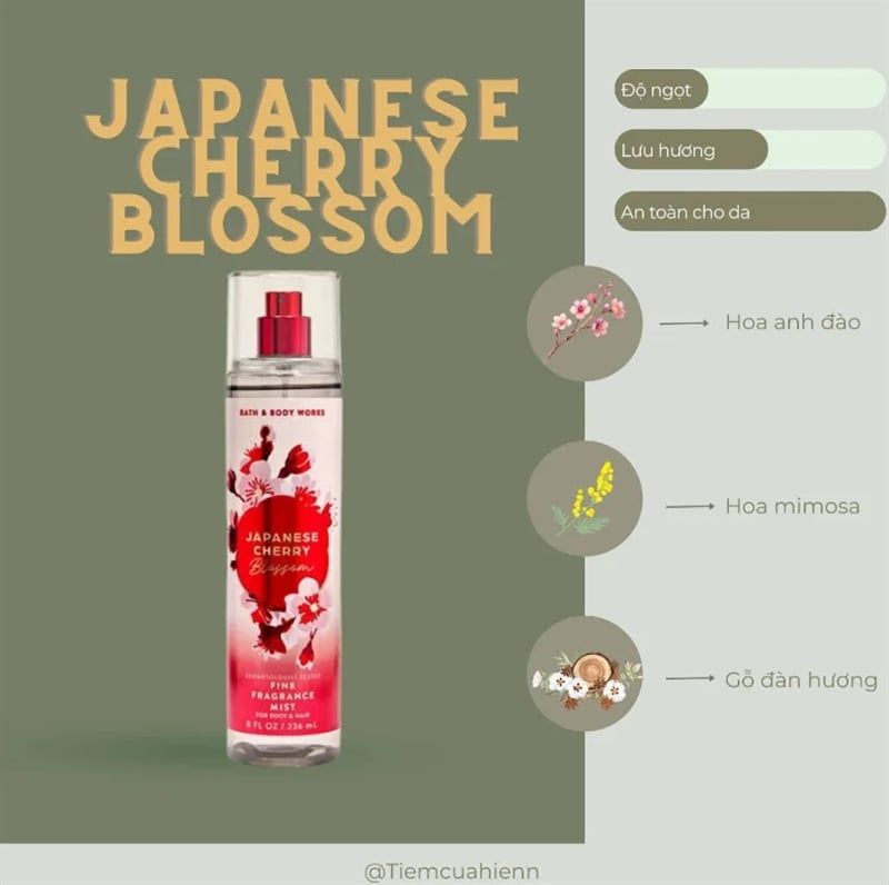 Xịt Thơm Toàn Thân Bath & Body WỬoks Japanese Cherry Blossom 236ml