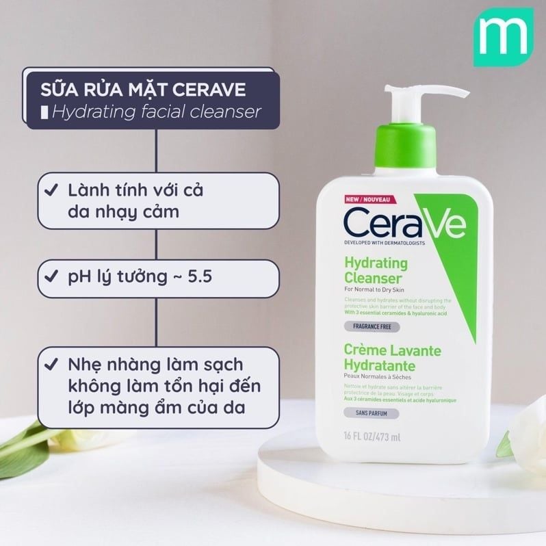 Sữa rửa mặt Cerave cho da khô 473ml
