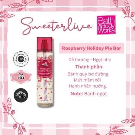Xịt Thơm Toàn Thân Bath & Body Works RASPBERRY HOLIDAY PIEBAR 236ml
