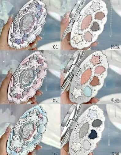 Bảng Phấn Mắt Hoa Biết FLOWER KNOWS shell jewel #01-moonlight pearl