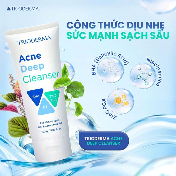 sữa rửa mặt Trioderma Acne Deep Cleanser 150g