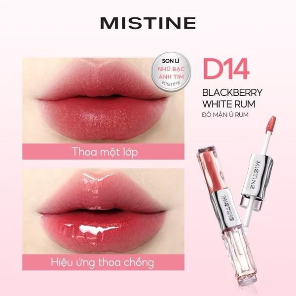 Son Kem 2 Đầu MISTINE Son Lì 2 Trong 1 Bền Màu Lâu Trôi Mịn Môi D14