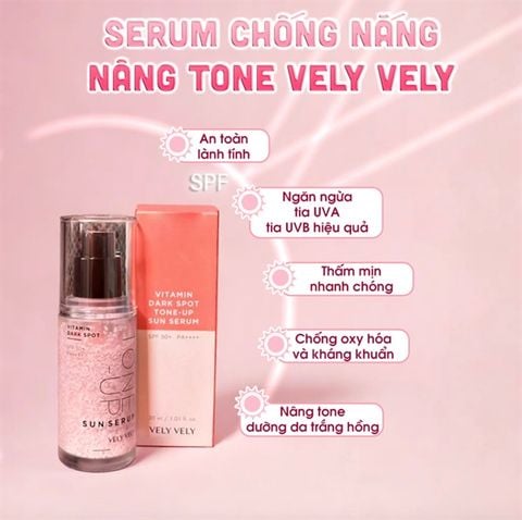 Serum Chống Nắng Vely Vely Vitamin Dark Spot Tone-Up Sun SPF50+ PA+++ 30ml