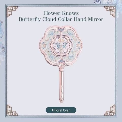 GƯƠNG CẦM TAY MÂY HỒ ĐỆP BUTTERFLY CLOUD COLLAR FLOWER KNOWS xanh