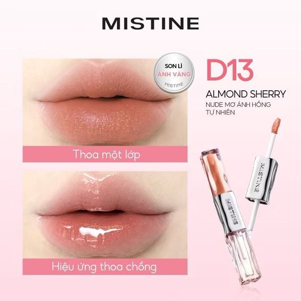 Son Kem 2 Đầu MISTINE Son Lì 2 Trong 1 Bền Màu Lâu Trôi Mịn Môi D13
