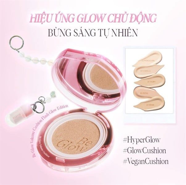 Set Phấn Nước Bắt Sáng Espoir Be Glow Volume Cushion Flash Glow Edition (Tặng Thêm Lõi Refill 13gr + Highlight kèm Móc khóa)
