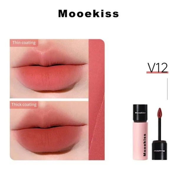 Son bùn nhung lì mooekiss velvet lip mud 3g #v12