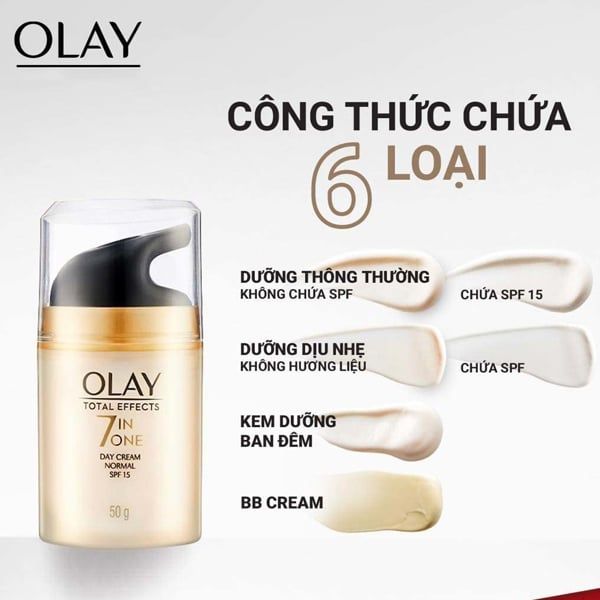 Kem Dưỡng Olay Ngừa Lão Hóa Ban Đêm Total Effects 7in1 Night Cream Normal SPF 15 50g