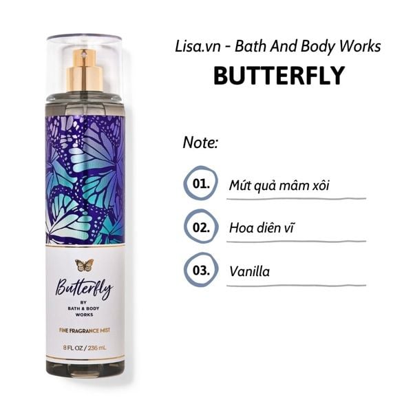 Xịt Thơm Toàn Thân Bath & Body Works Fine Fragrance Mist 236ml #butterfly