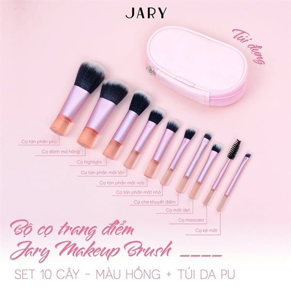 BỘ CỌ TRANG ĐIỂM JARY MAKEUP BRUSH 10pc #hồng