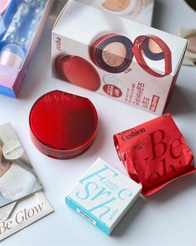 Set phấn nước Espoir be velvet cover cushion spf42+ #21 ivory (Tặng Lõi Refill + Phấn phủ mini 3g)
