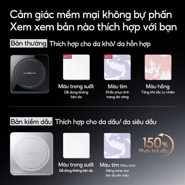 Phấn Phủ Dạng Nén Vỏ Đen Màu hồng Carslan Black Magnetic Soft Mist Powder 8g