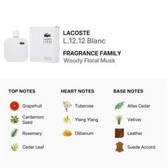 Lacoste l.12.12 blanc 5.9 eau de toilette spray for men 175ml
