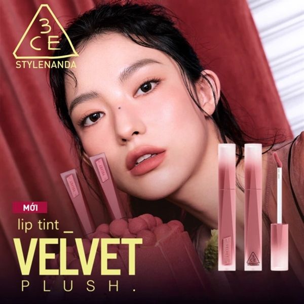 Son 3CE stylenanda velvet lip tint plush #21 heated