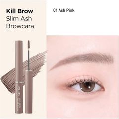 Mascara lông mày Clio kill brown slim Ash browcara #01 Ash pink