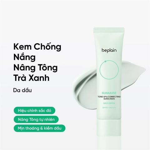 Kcn Beplain sunmuse toneup & correcting mild Green 50ml xanh nhạt