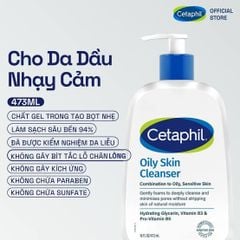 Sữa rửa mặt Cetaphil Oily Skin Cleanser dành cho da dầu #118ml