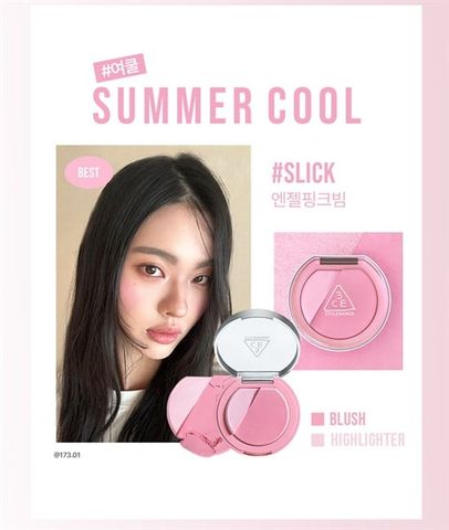 [MẪU MỚI] Phấn má hồng & Highlight 3CE Blushlighter #slick