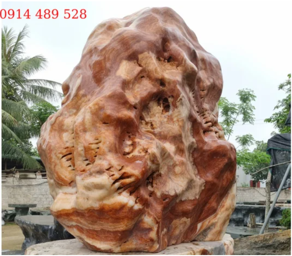 Biển hiệu đá tự nhiên, biển hiệu đá nguyên khối, Cây đá phong thủy Đá can xít vàng tự nhiên nguyên khối