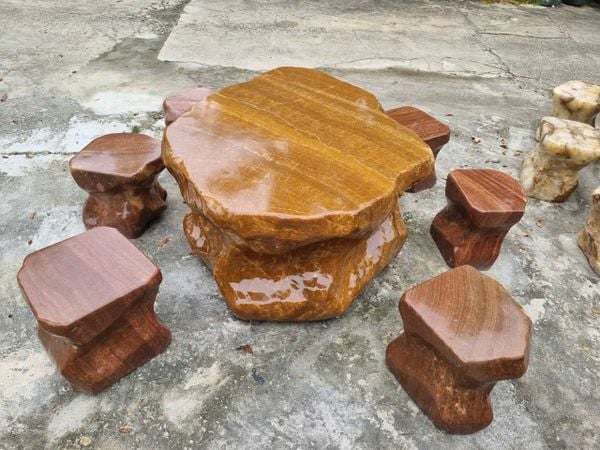 Bàn ghế đá tự nhiên, bàn ghế đá nguyên khối, Bộ bàn đá Canxit – vẻ đẹp tự nhiên, chắc chắn và sang trọng