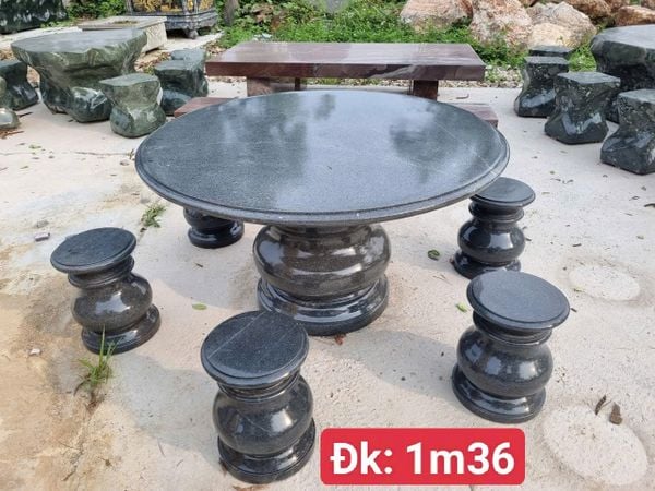 Bàn Ghế Đá Tự Nhiên Bộ Bàn Tiện Đen Đá Granite Thanh Hóa