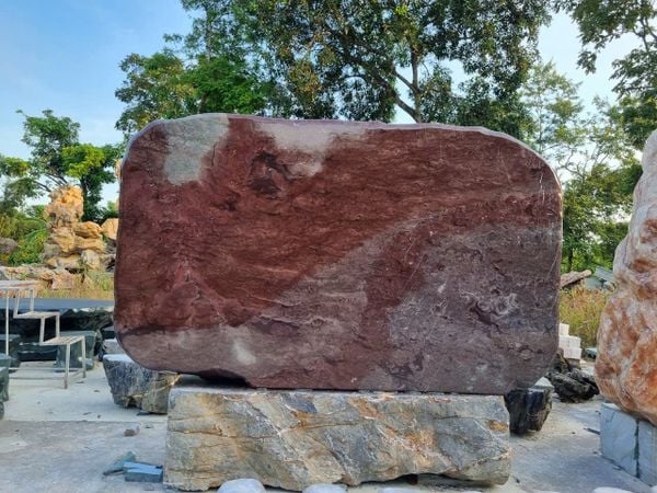 Biển hiệu đá đỏ vân rồng tự nhiên nguyên khối