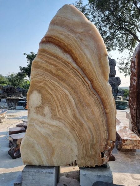 Viên đá thạch anh non (can xit) chất đá phong thủy, vân màu tự nhiên