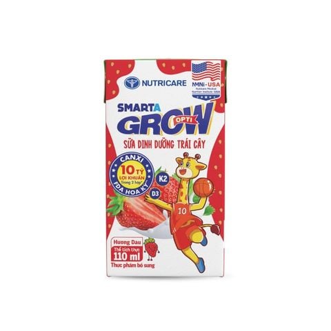 Sữa trái cây Nutricare Smarta Grow Vị Dâu Hỗ Trợ Bé Phát Triển Chiều Cao, Tiêu Hóa Khỏe (Thùng 48 Hộp)