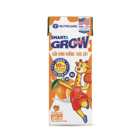 Sữa trái cây Nutricare Smarta Grow Opti Vị Cam Hỗ Trợ Bé Phát Triển Chiều Cao, Tiêu Hóa Khỏe (Thùng 48 hộp)