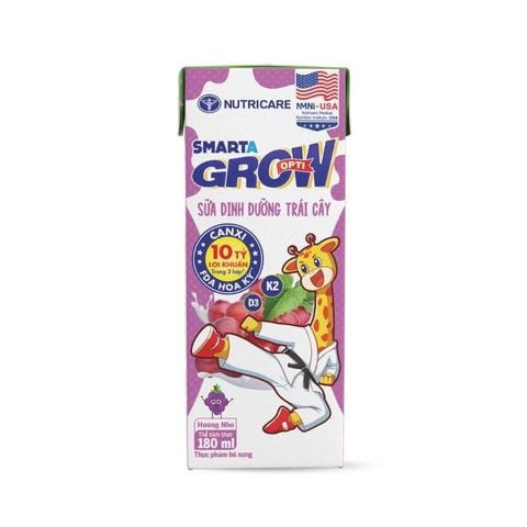 Sữa trái cây Nutricare Smarta Grow Opti Vị Nho Hỗ Trợ Bé Phát Triển Chiều Cao, Tiêu Hóa Khỏe (Thùng 48 hộp)