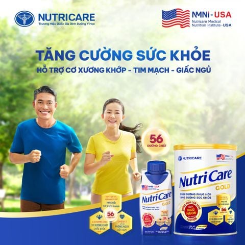 Sữa Bột Nutricare Gold Hỗ Trợ Phục Hồi, Tăng Cường Sức Khỏe với 56 Dưỡng Chất 850g