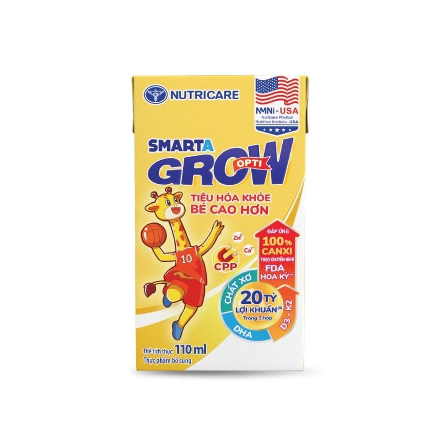 Sữa Bột Pha Sẵn Nutricare Smarta Grow Opti Bé Cao Lớn, Tiêu Hóa Khỏe Với 20 Tỷ Lợi Khuẩn