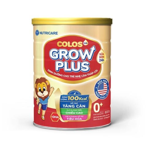 Sữa Bột Nutricare Colos 24h Grow Plus 0+ Hỗ Trợ Tăng Cân, Phát Triển Chiều Cao Cho Bé 800g