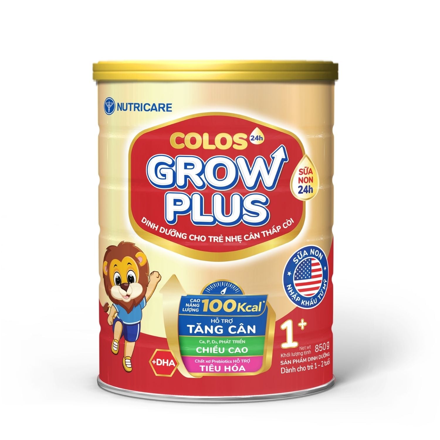 Sữa Bột Nutricare Colos 24h Grow Plus 1+ Hỗ Trợ Tăng Cân, Phát Triển Chiều Cao Cho Bé 850g