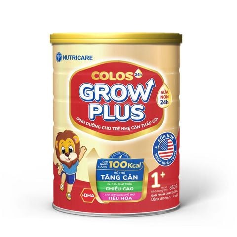 Sữa Bột Nutricare Colos 24h Grow Plus 1+ Hỗ Trợ Tăng Cân, Phát Triển Chiều Cao Cho Bé 850g