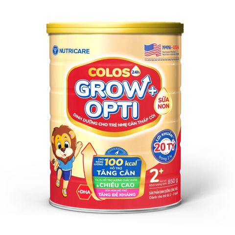 Sữa Bột Nutricare Colos 24h Grow Opti 2+ Hỗ Trợ Tăng Cân, Phát Triển Chiều Cao Cho Bé 850g