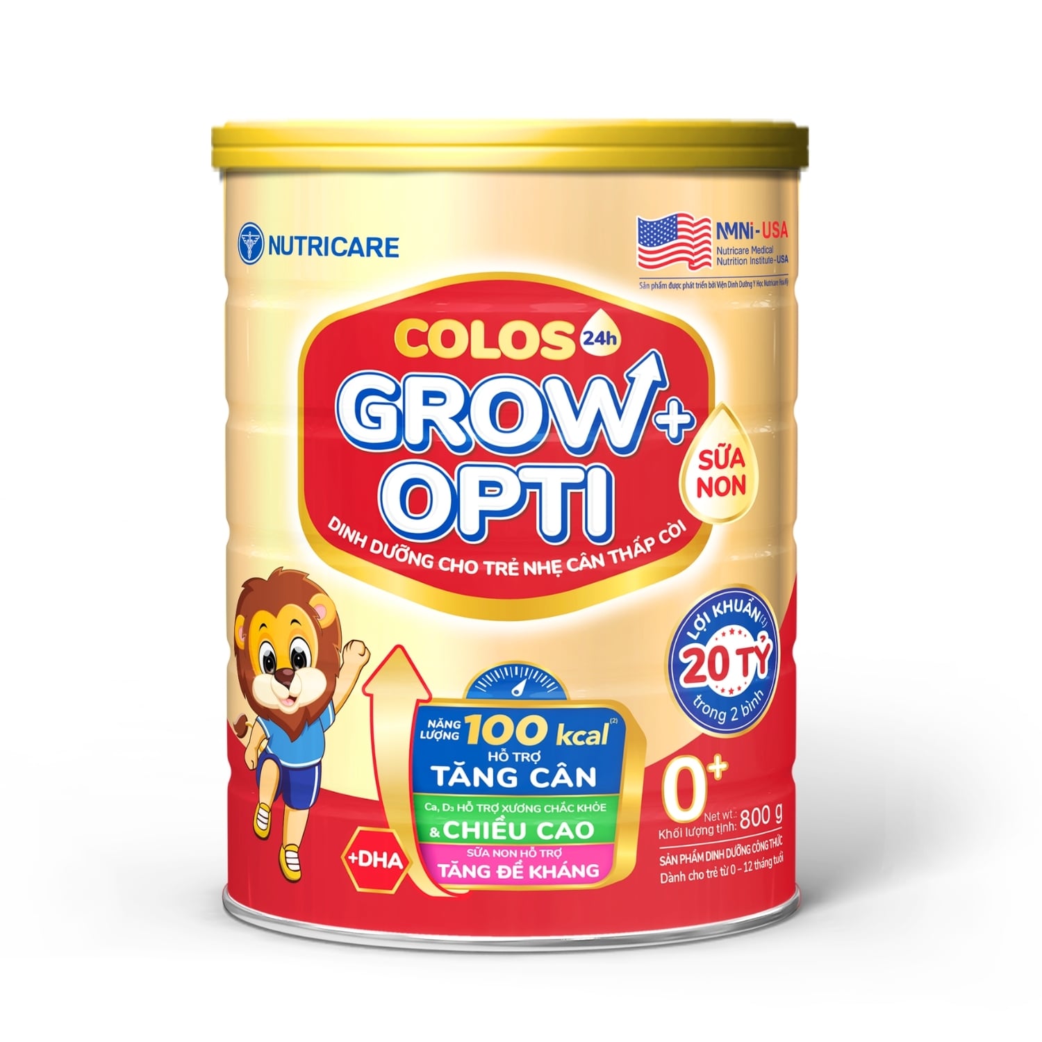 Sữa Bột Nutricare Colos 24h Grow Opti 0+ Hỗ Trợ Tăng Cân, Phát Triển Chiều Cao Cho Bé 800g