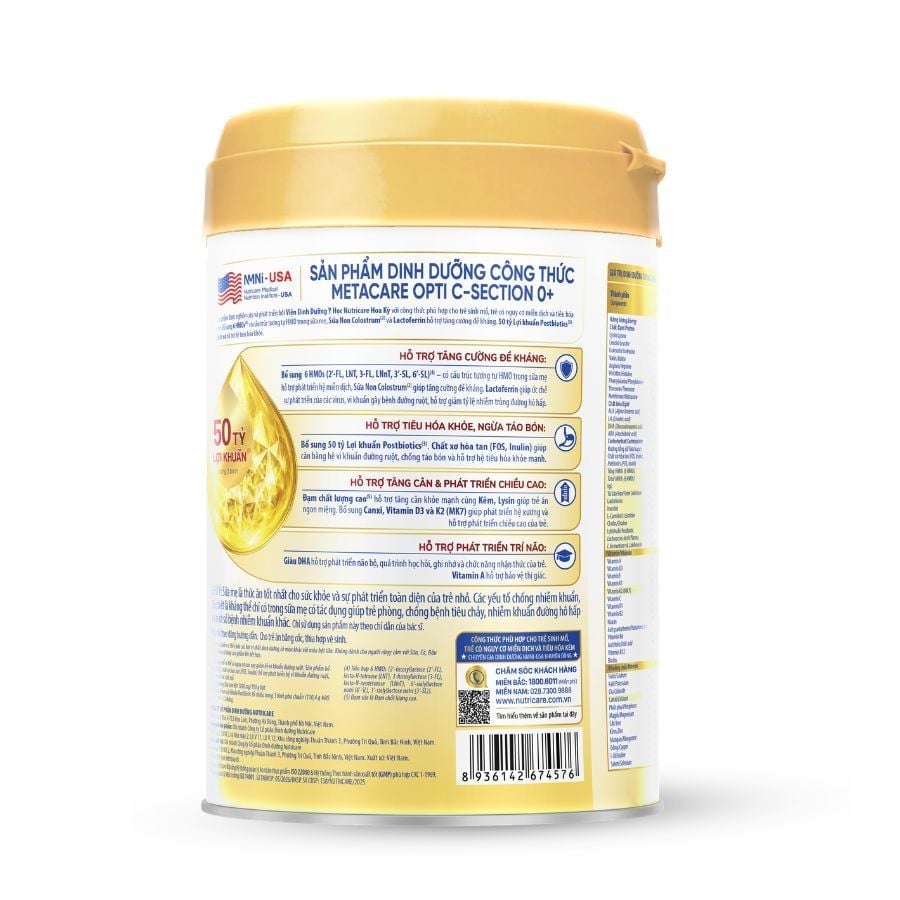 Sữa Bột Nutricare Metacare Opti C-section 0+ Hỗ Trợ Tiêu Hóa Và Đề Kháng Cho Trẻ Sinh Mổ