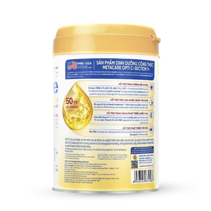 Sữa Bột Nutricare Metacare Opti C-section 1+ Hỗ Trợ Tiêu Hóa Và Đề Kháng Cho Trẻ Sinh Mổ 800g