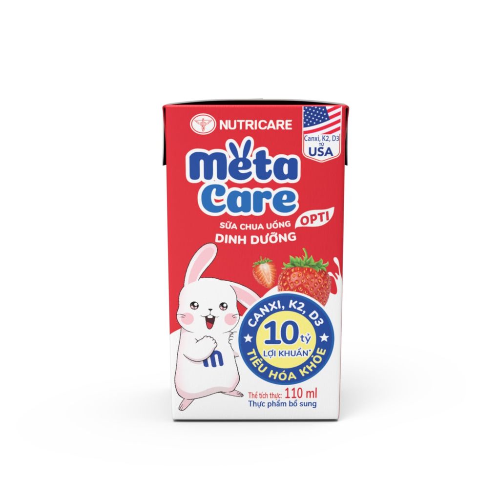 Sữa Chua Uống Dinh Dưỡng Nutricare Metacare Yoyo Hương Dâu (Thùng 48 Hộp)