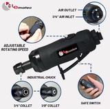  1/4" Air Die Grinder Kit with 6mm/8mm Collets, Along with Grinding Stones Set Taiwan Made Pneumatic Tool 