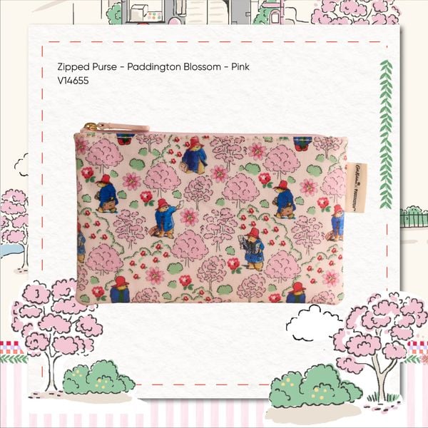  Ví Ngắn Cath Kidston Chất Liệu Cottton Phủ PVC Hoạ Tiết Paddington V14655 