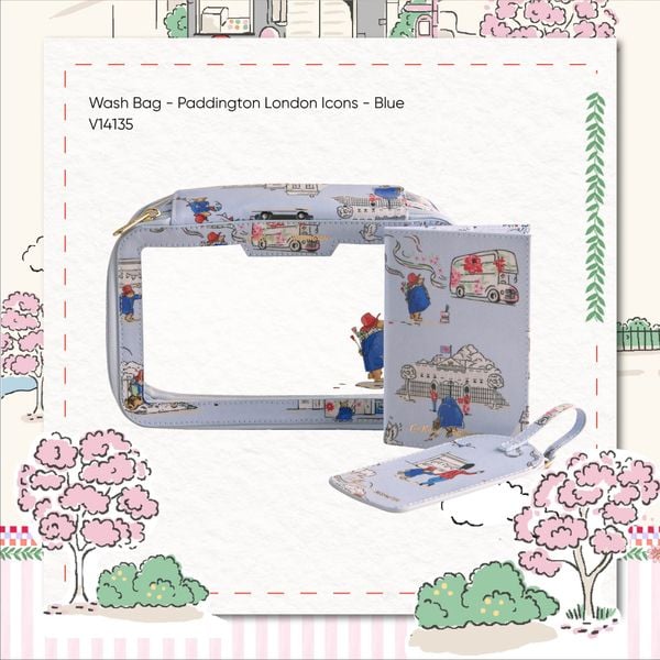  Bộ Phụ Kiện Du Lịch Cath Kidston Chất Liệu Cottton Phủ Mờ Paddington Goes To Town V14135 